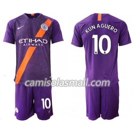 Camisolas Criança Manchester City Kun Agüero 10 3º Equipamento Alternativo 2 2018-2019